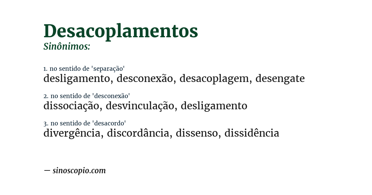 Sinônimo de desacoplamentos