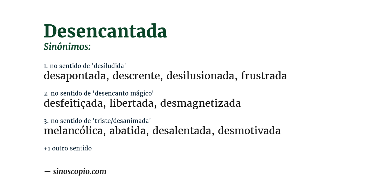 Sinônimo de desencantada