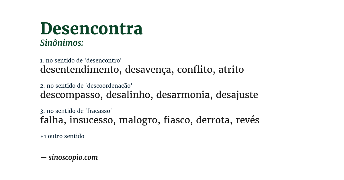 Sinônimo de desencontra