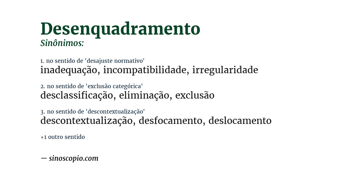 Sinônimo de desenquadramento