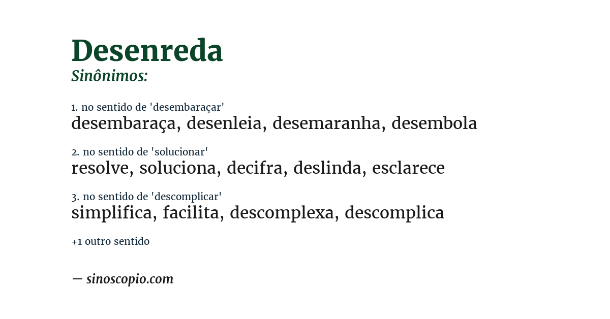Sinônimo de desenreda