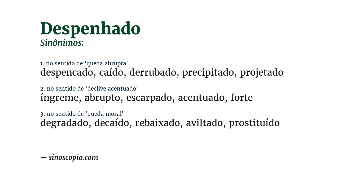 Sinônimo de despenhado
