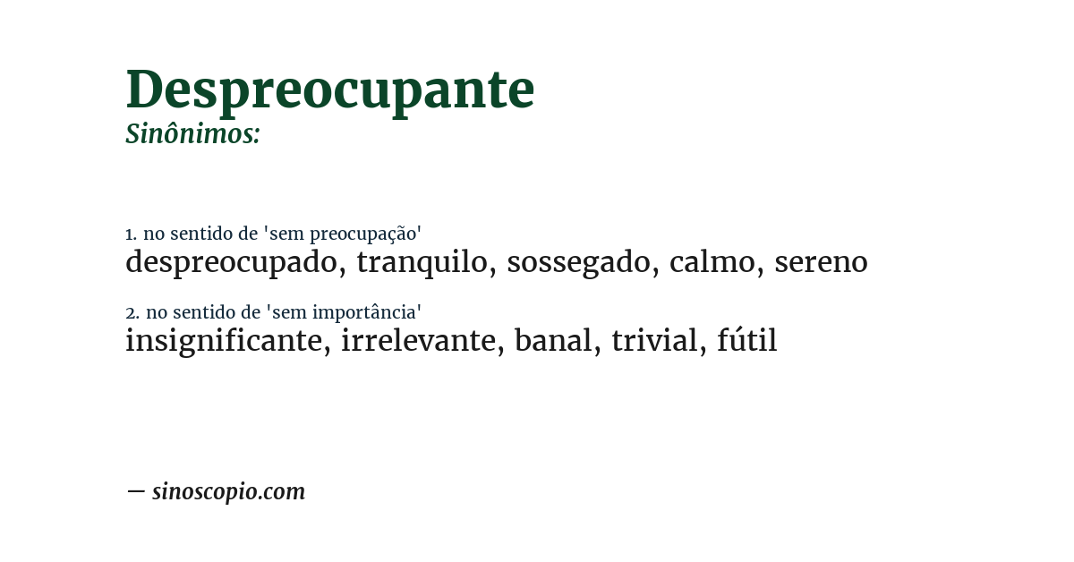 Sinônimo de despreocupante