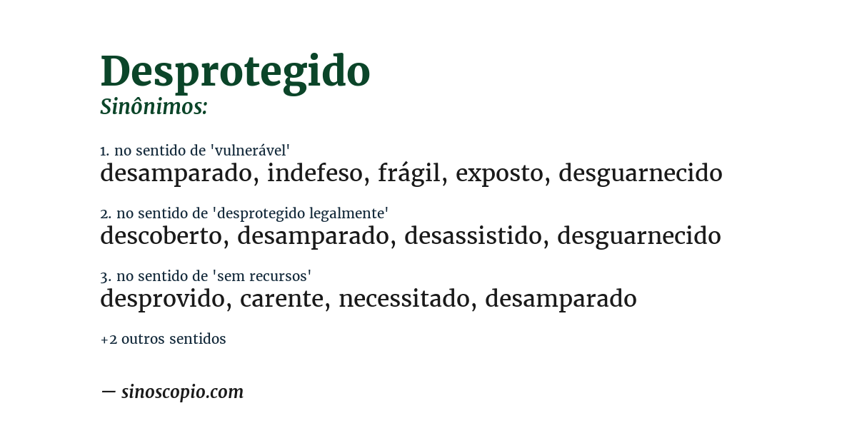 Sinônimo de desprotegido
