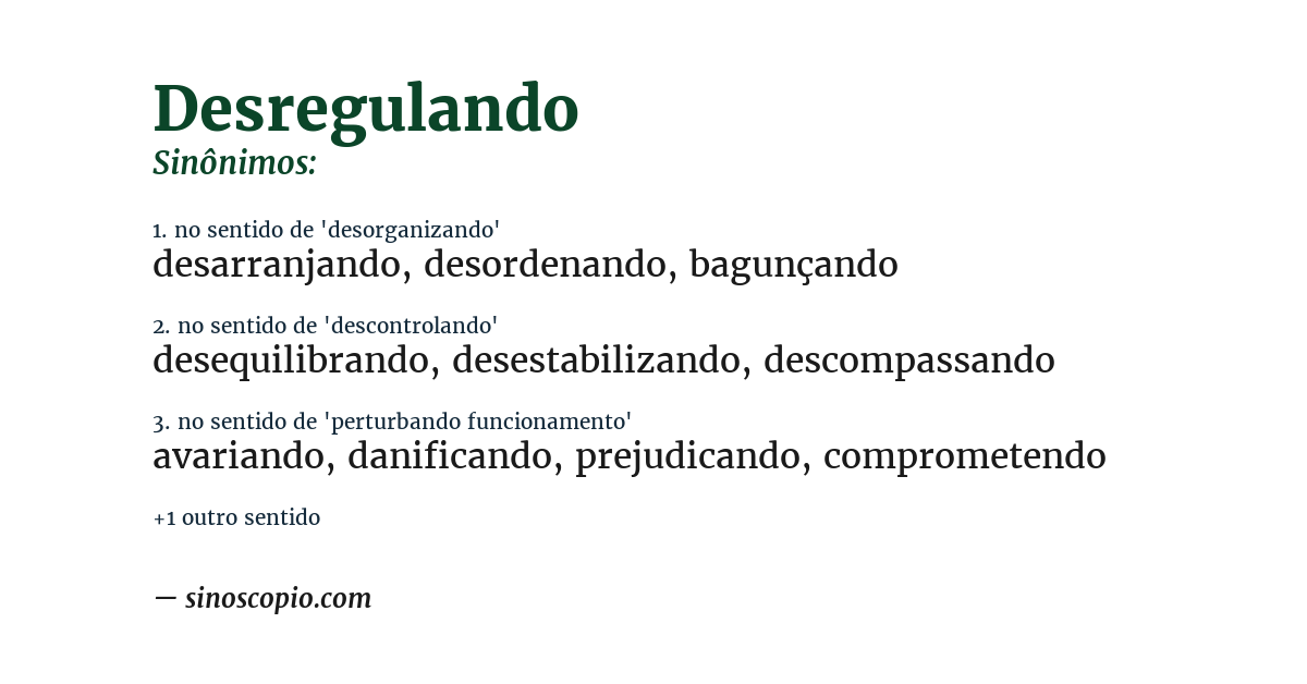 Sinônimo de desregulando