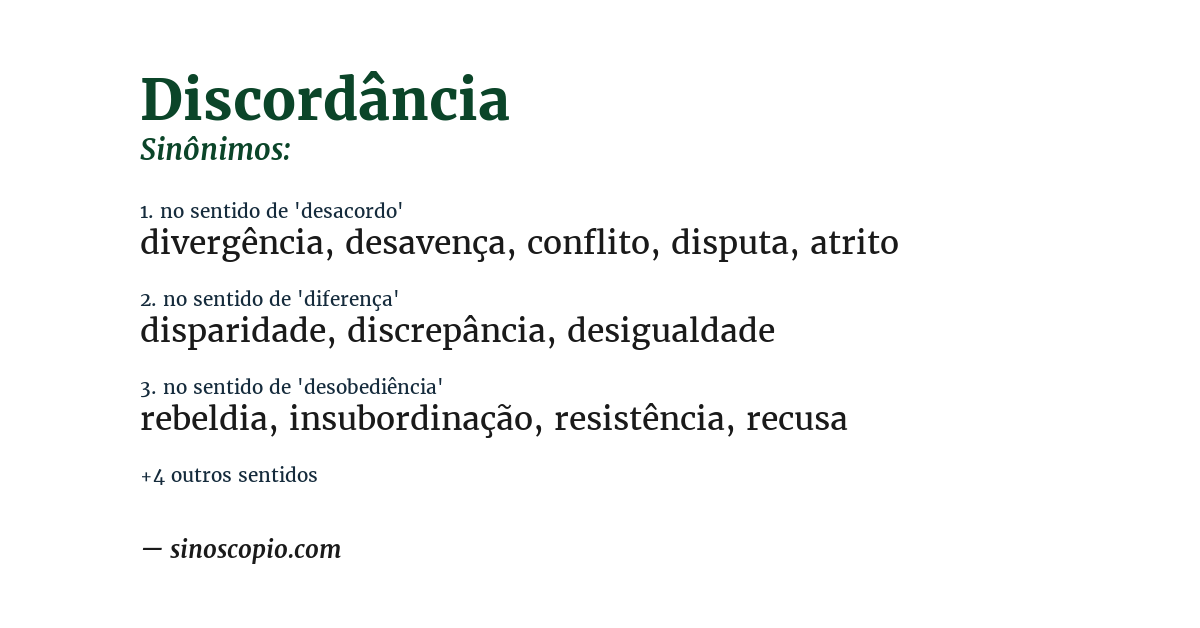 Sinônimo de discordância