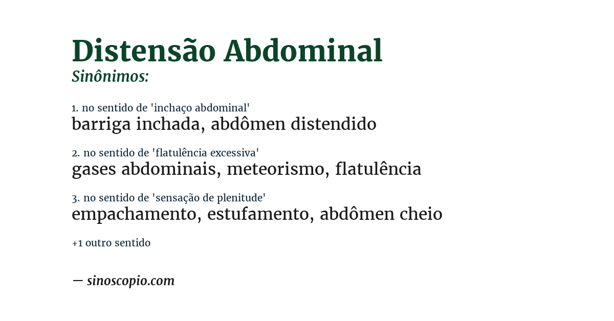 Sinônimo de distensão abdominal