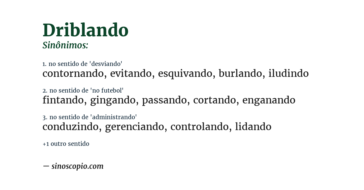 Sinônimo de driblando