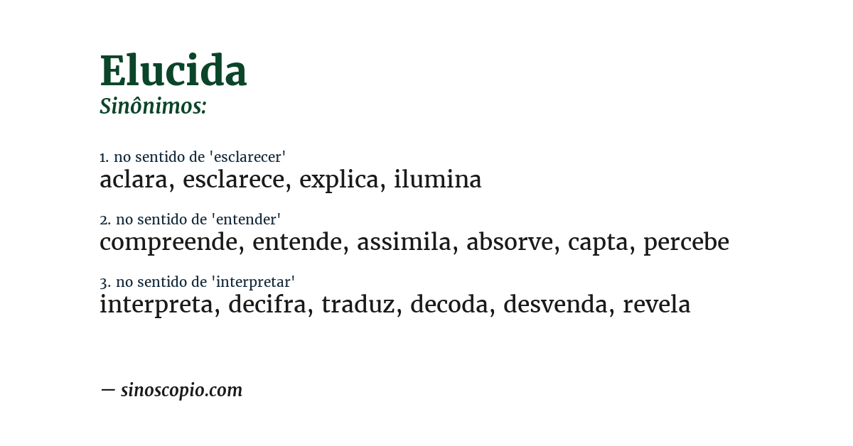Sinônimo de elucida