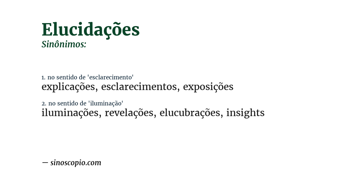 Sinônimo de elucidações