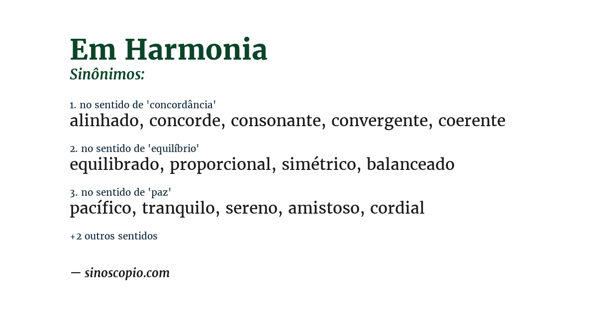 Sinônimo de em harmonia