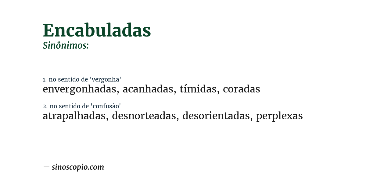 Sinônimo de encabuladas