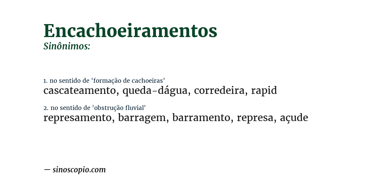 Sinônimo de encachoeiramentos