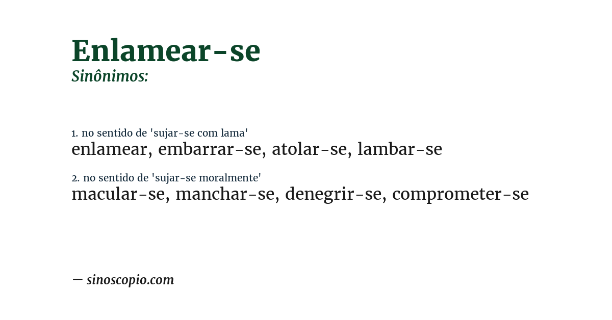 Sinônimo de enlamear-se