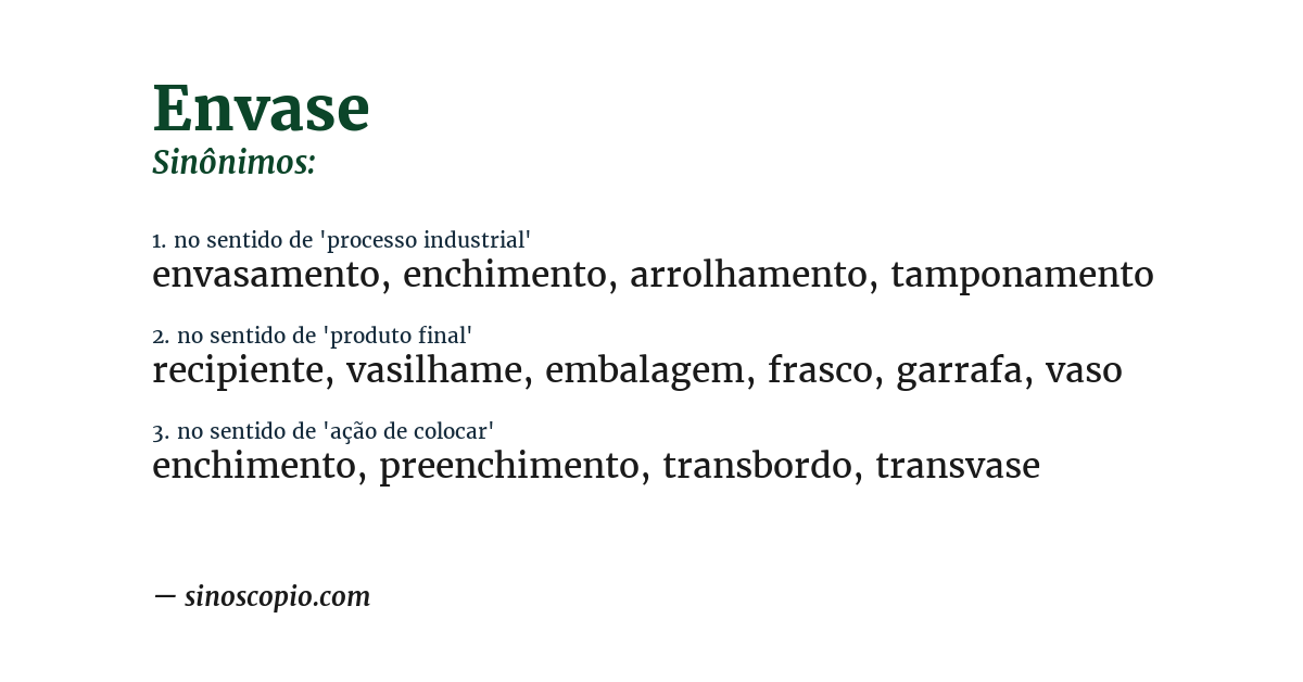 Sinônimo de envase