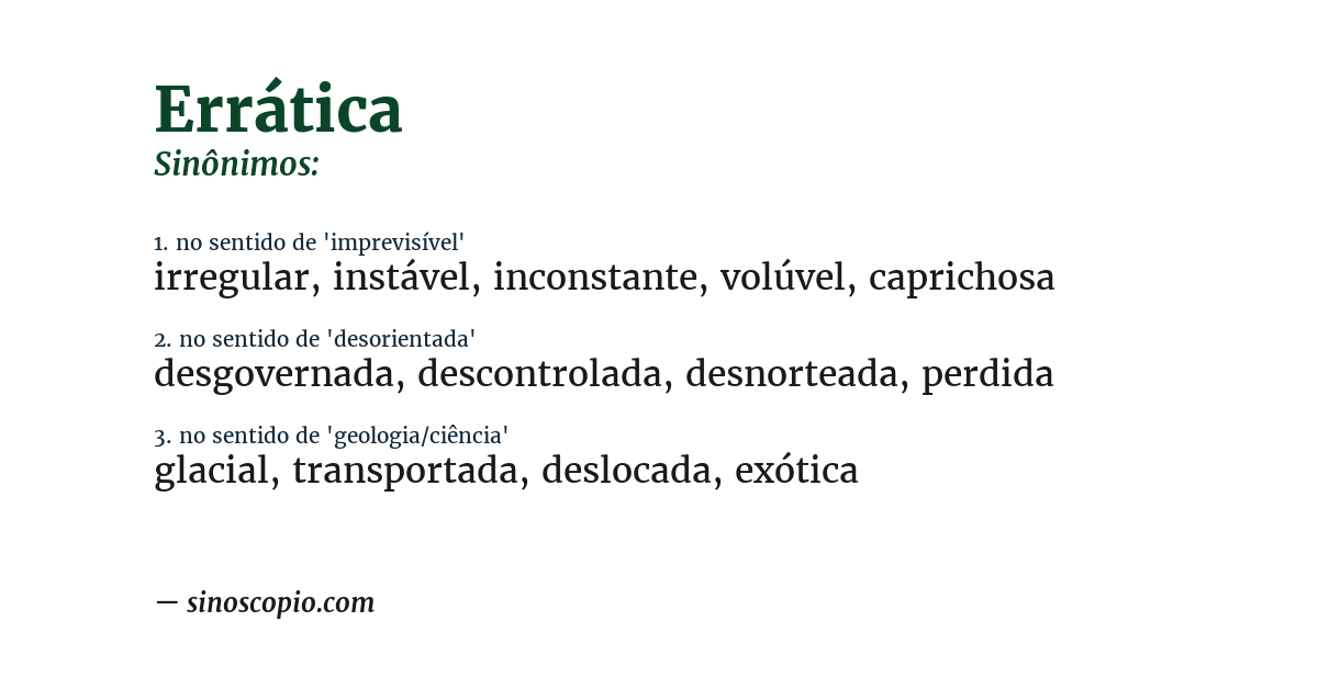 Sinônimo de errática