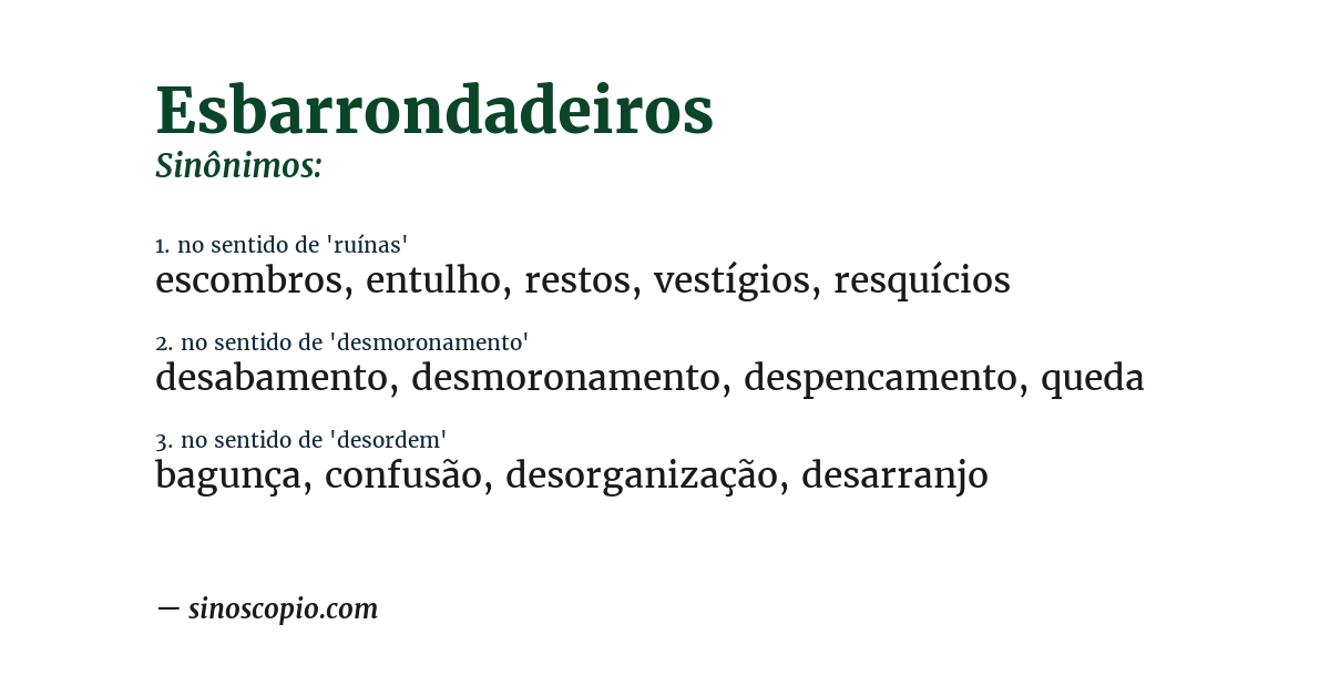 Sinônimo de esbarrondadeiros