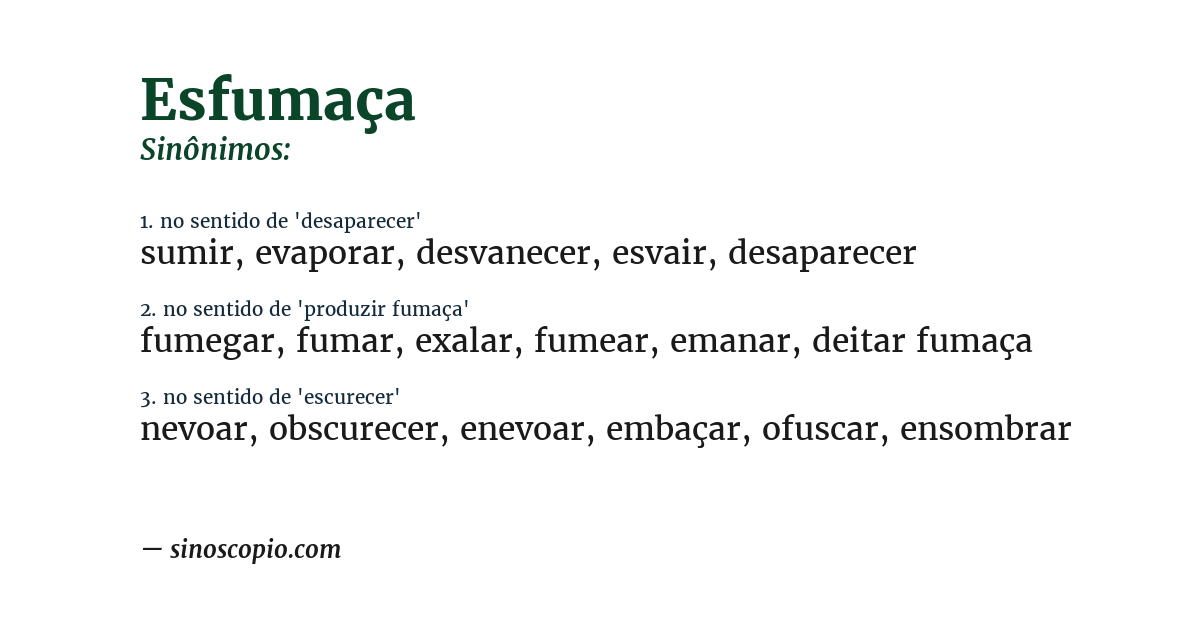 Sinônimo de esfumaça