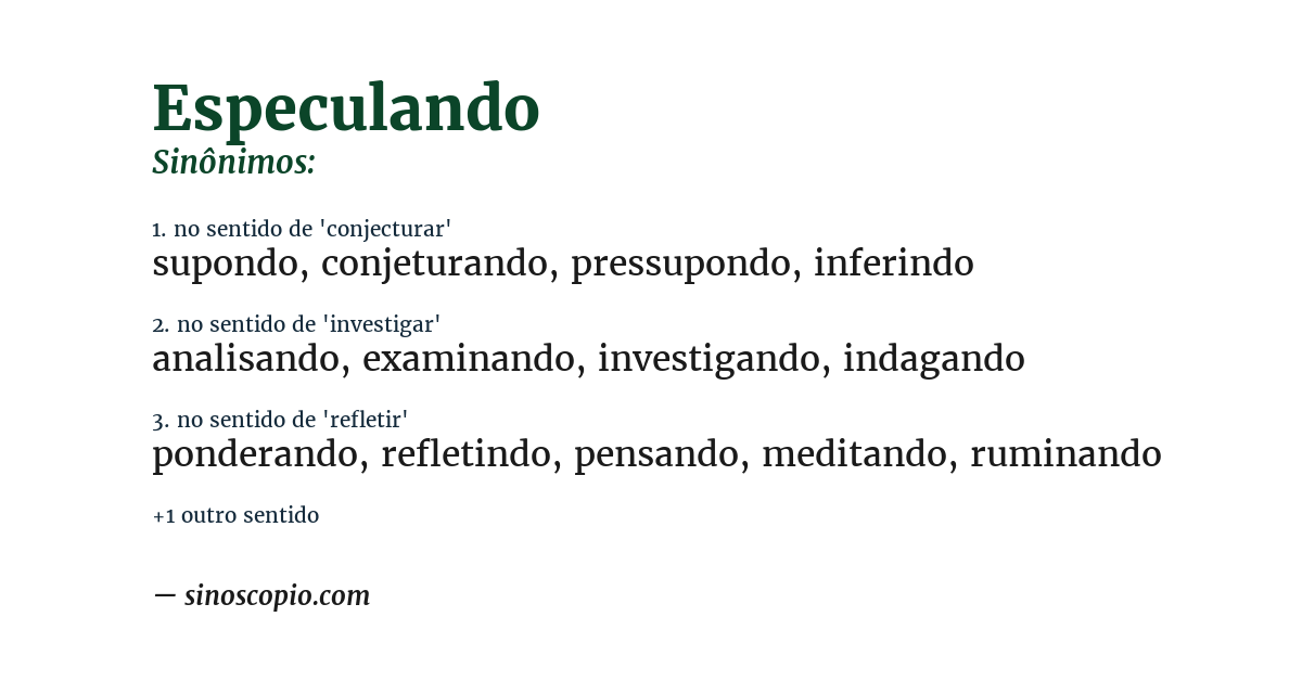 Sinônimo de especulando