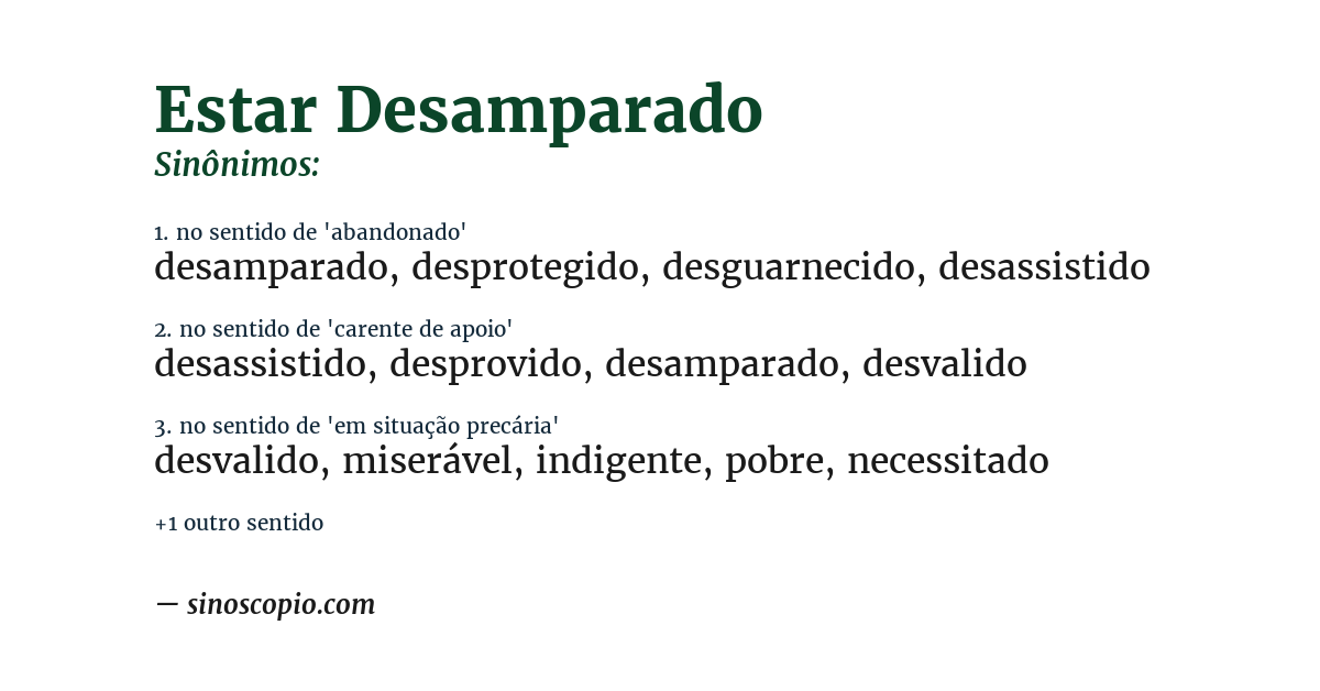 Sinônimo de estar desamparado