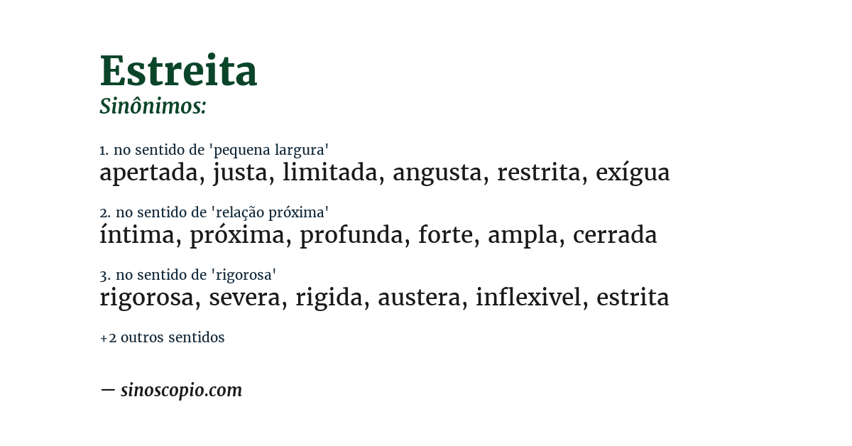 Sinônimo de estreita