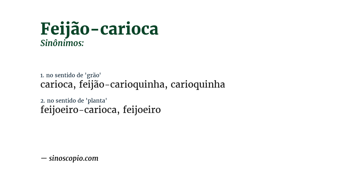Sinônimo de feijão-carioca