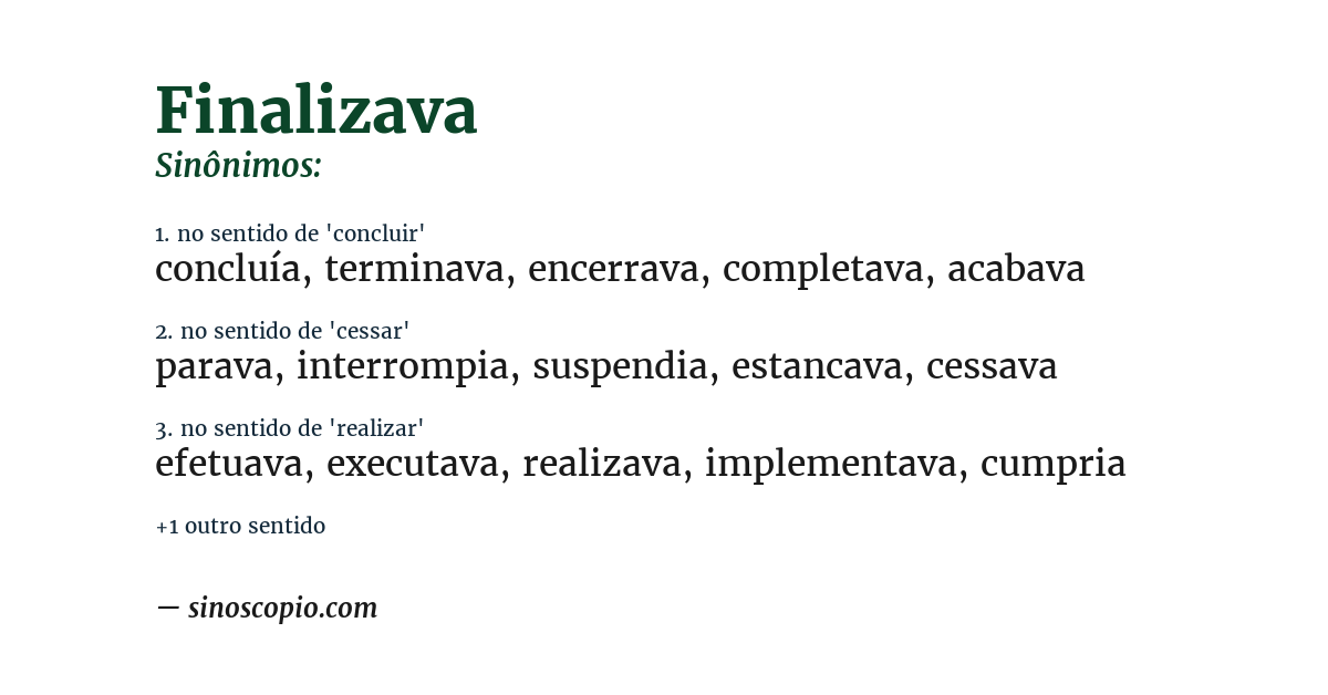 Sinônimo de finalizava