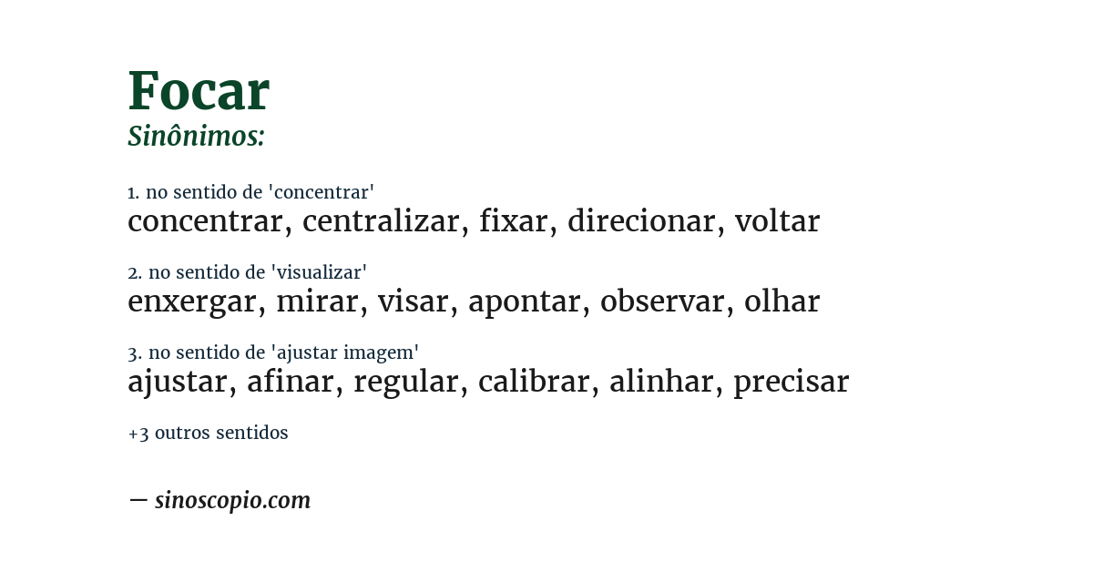 Sinônimo de focar