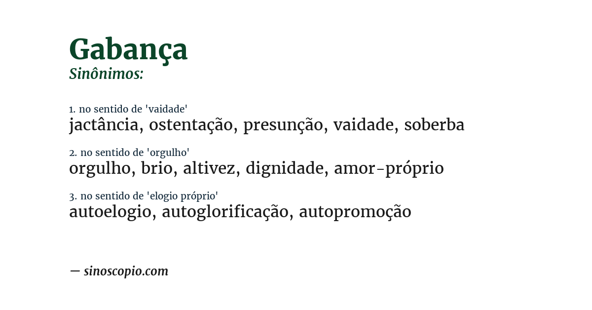 Sinônimo de gabança