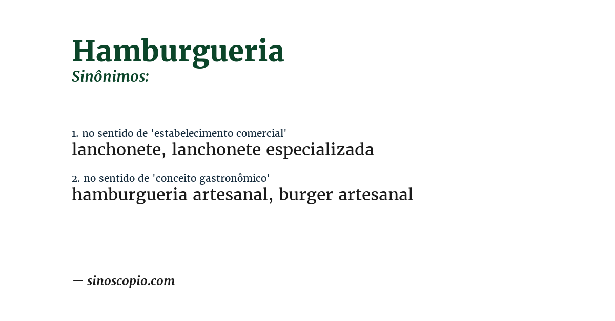 Sinônimo de hamburgueria