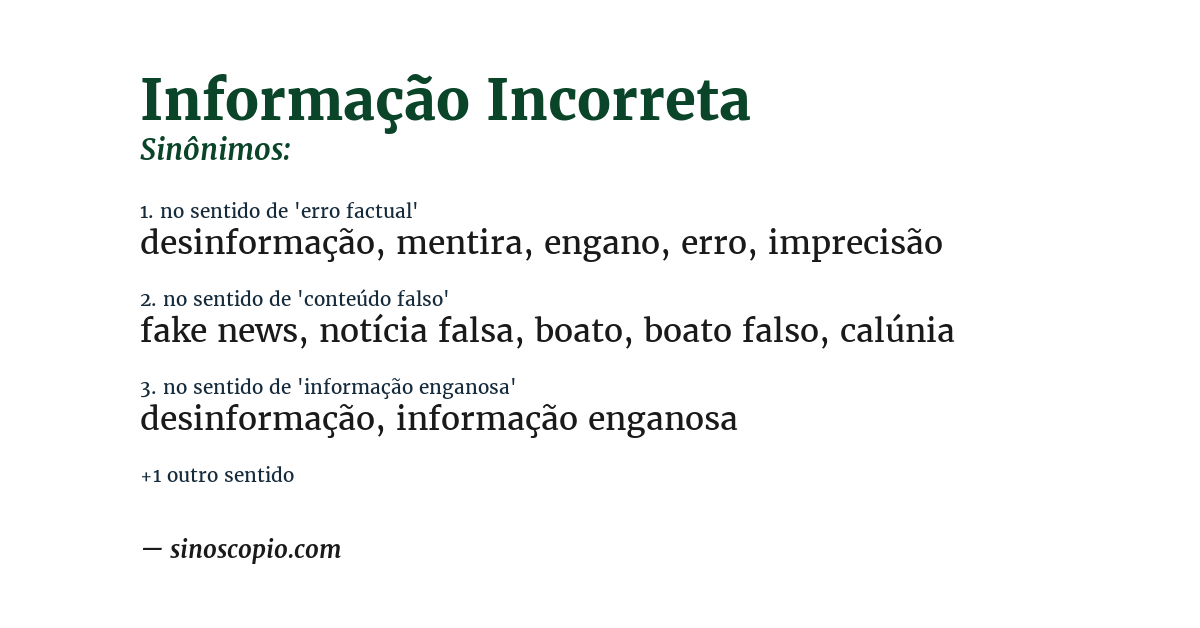 Sinônimo de informação incorreta