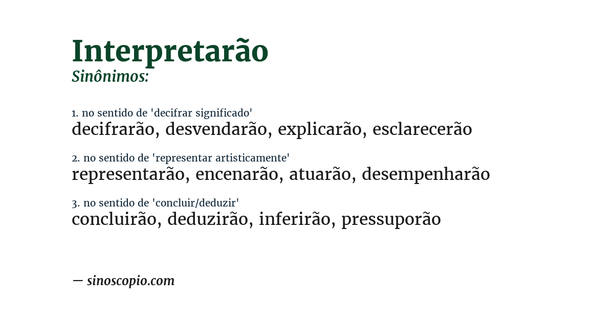 Sinônimo de interpretarão