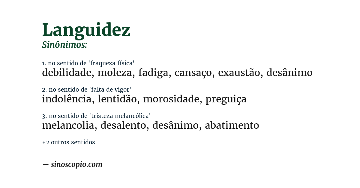 Sinônimo de languidez