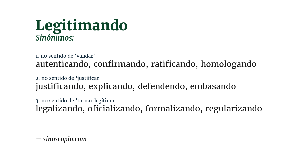 Sinônimo de legitimando