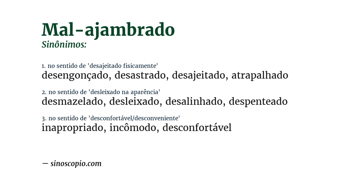 Sinônimo de mal-ajambrado