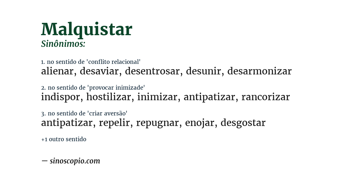 Sinônimo de malquistar