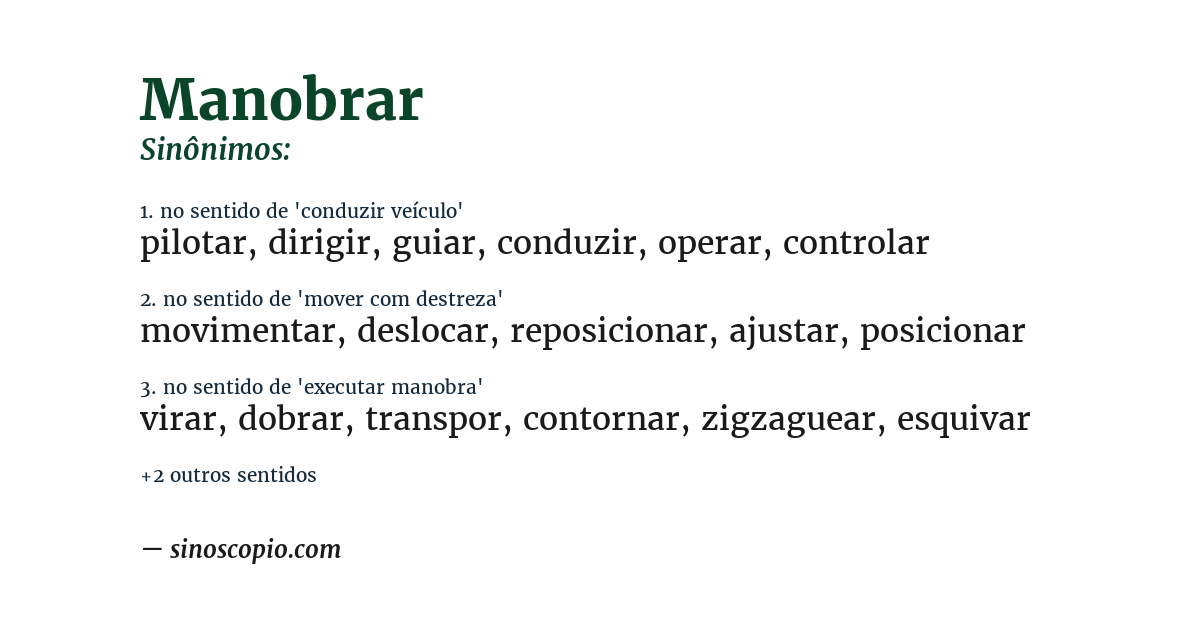 Sinônimo de manobrar