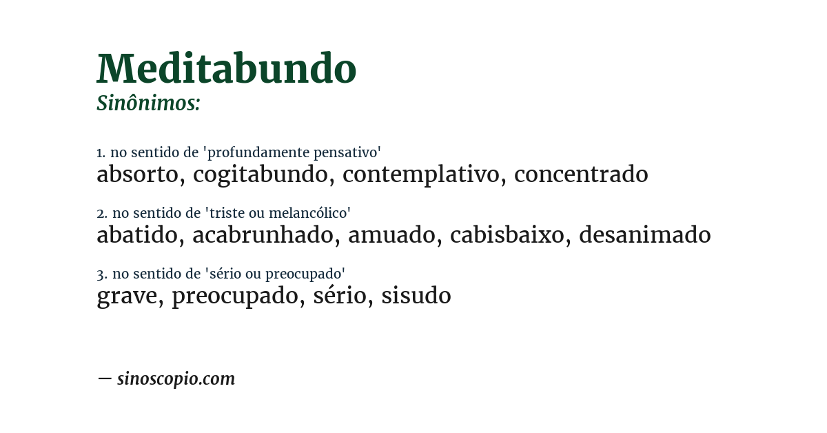 Sinônimo de meditabundo