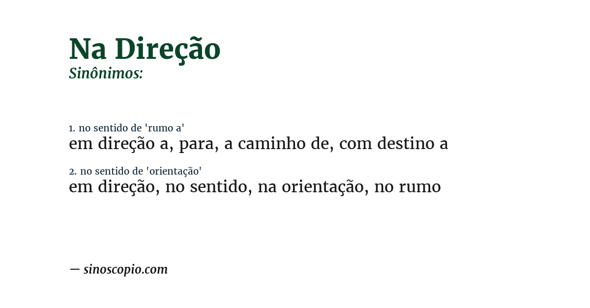 Sinônimo de na direção