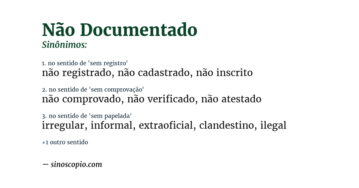 Sinônimo de não documentado