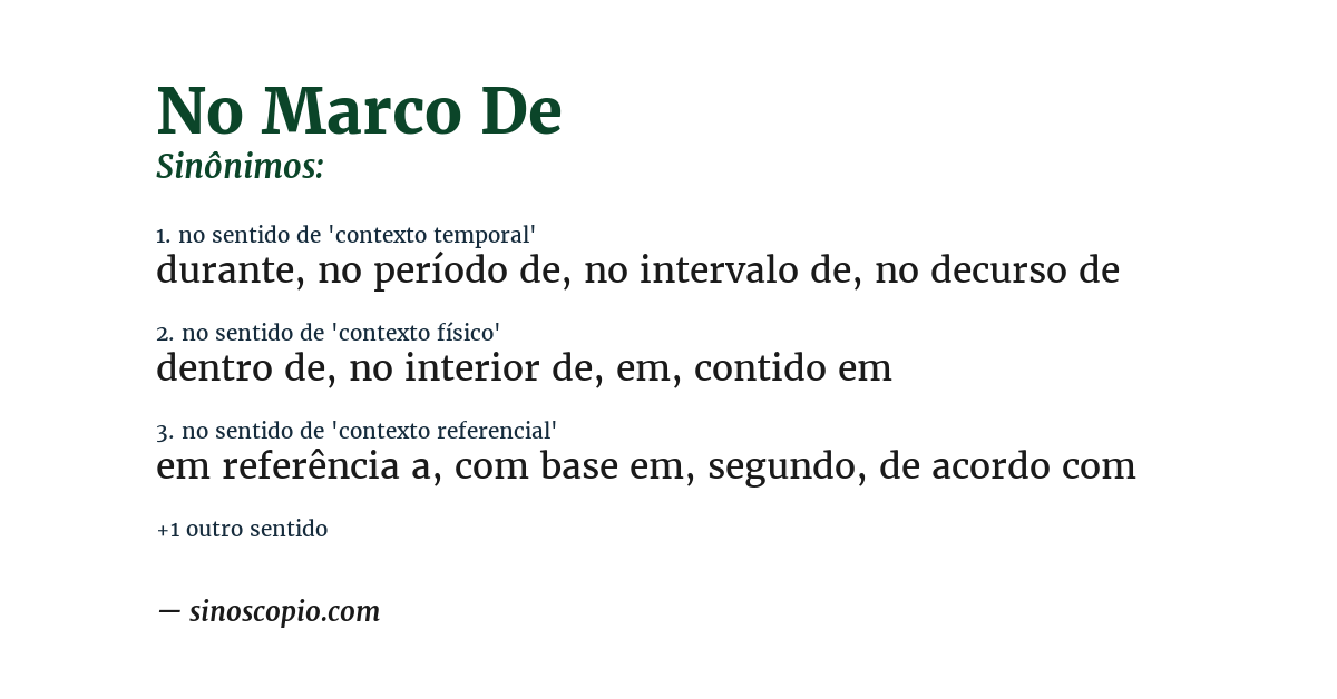 Sinônimo de no marco de