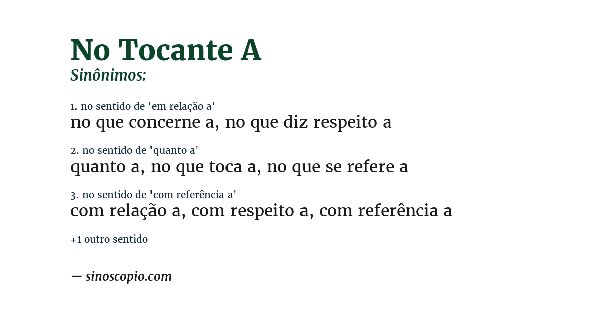 Sinônimo de no tocante a