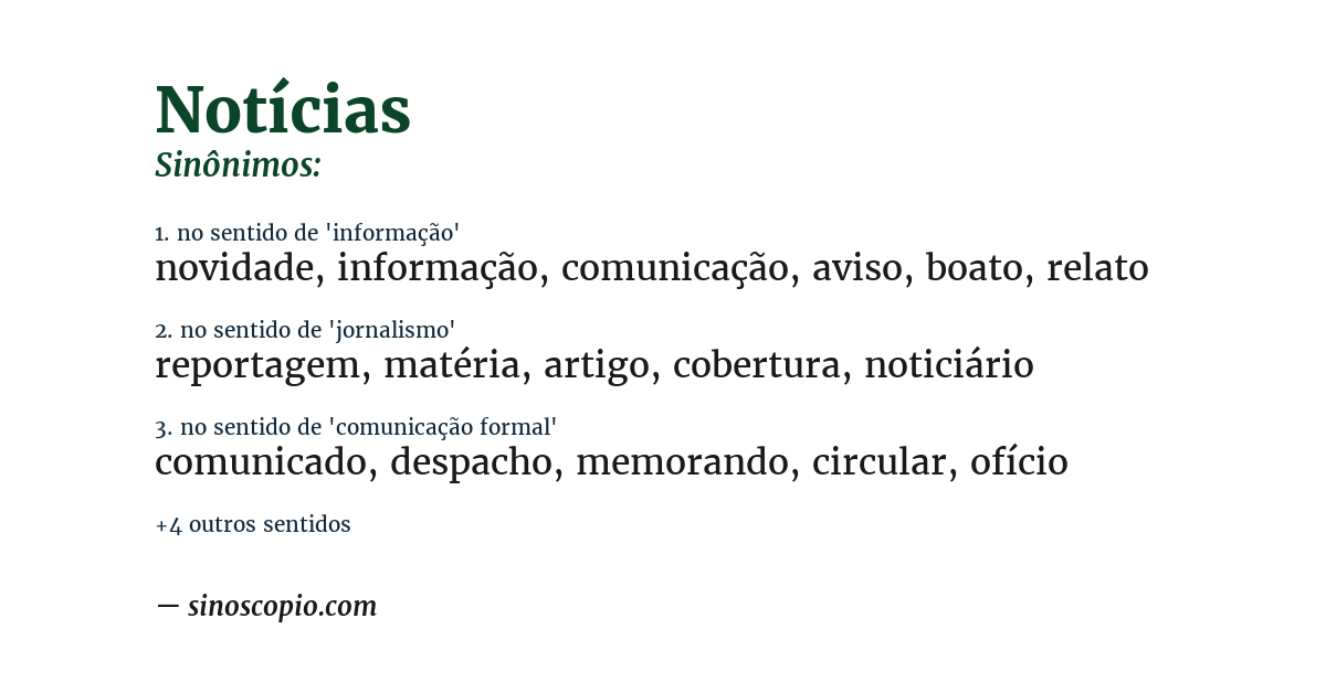 Sinônimo de notícias