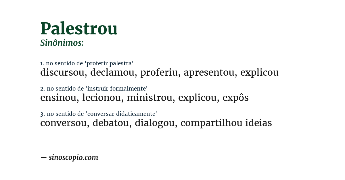 Sinônimo de palestrou