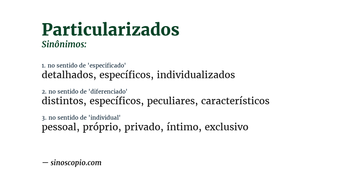 Sinônimo de particularizados
