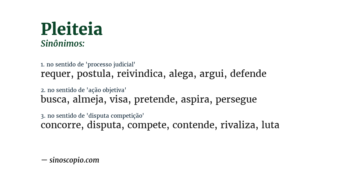 Sinônimo de pleiteia