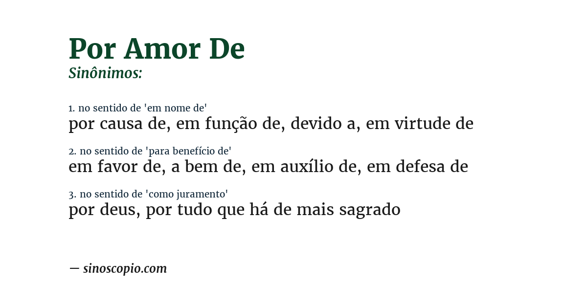 Sinônimo de por amor de