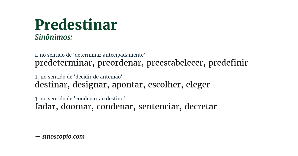 Sinônimo de predestinar