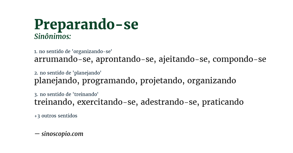 Sinônimo de preparando-se