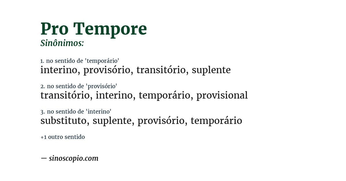 Sinônimo de pro tempore